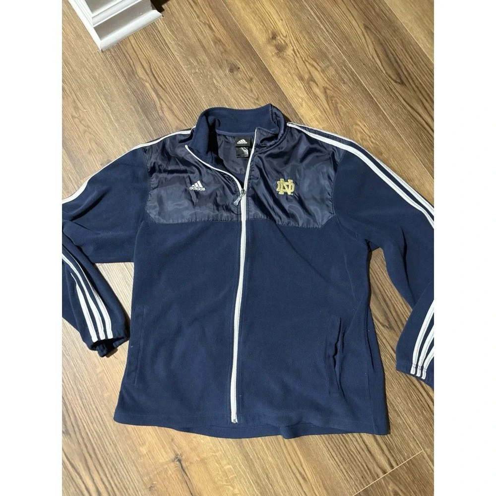 Adidas  Notre Dame Fleece Blue Full Zip Men Size Large‎